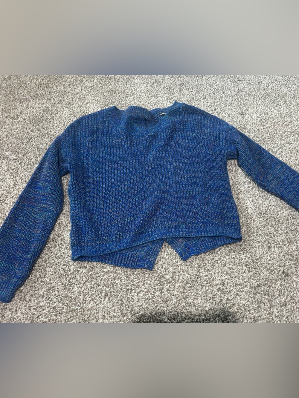 Express blue open twist back sweater blue multi XS